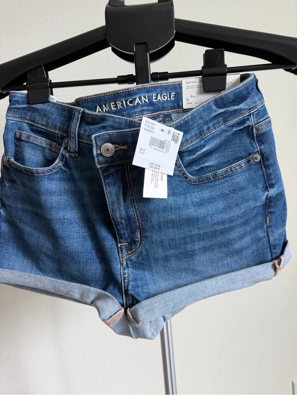 American Eagle Outfitters Mid-Rise Blue Denim Cuffed Shorts